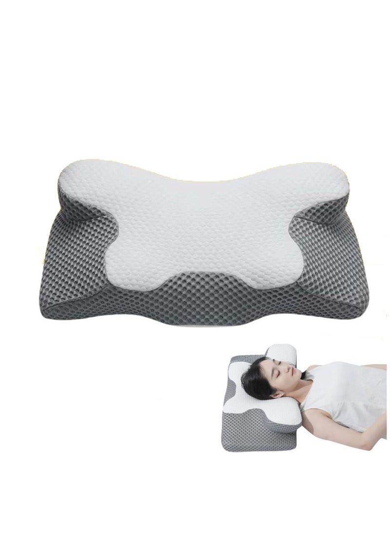 Cervical Neck Pillow for Neck and Shoulder Pain Relief, Odorless Memory Foam Pillow, Cervical Neck Pillow, Ergonomic Orthopedic Neck Support Pillows for Side, Back & Stomach Sleepers (Gray)