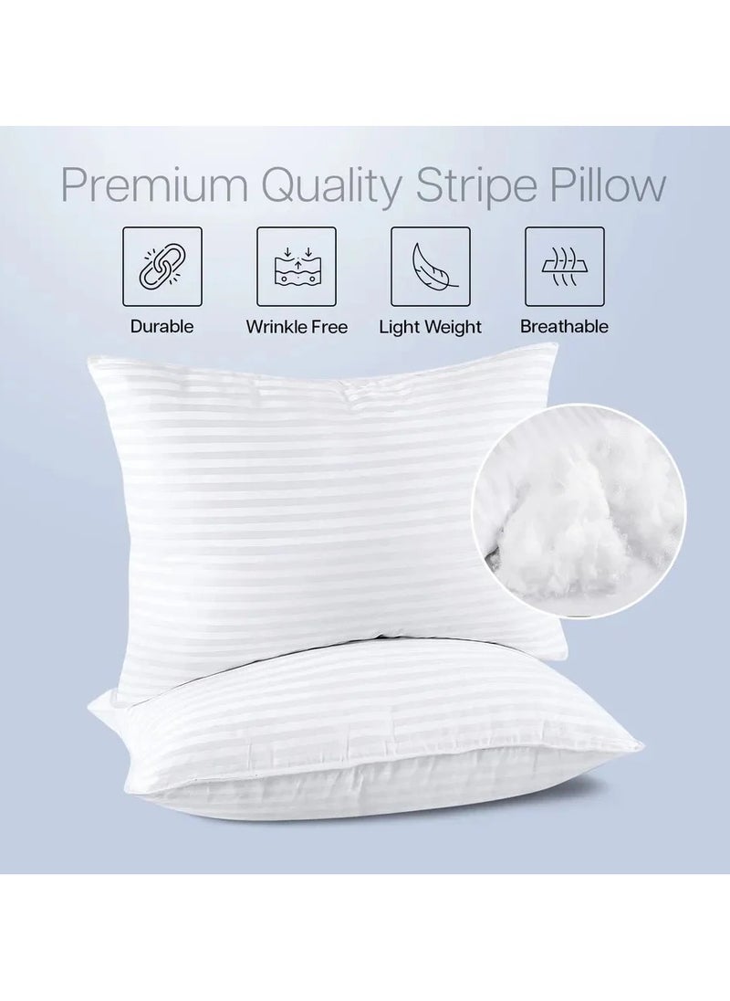 COMFY SET OF 2 HOTEL STRIPE COTTON HYPOALLERGENIC WHITE PILLOW