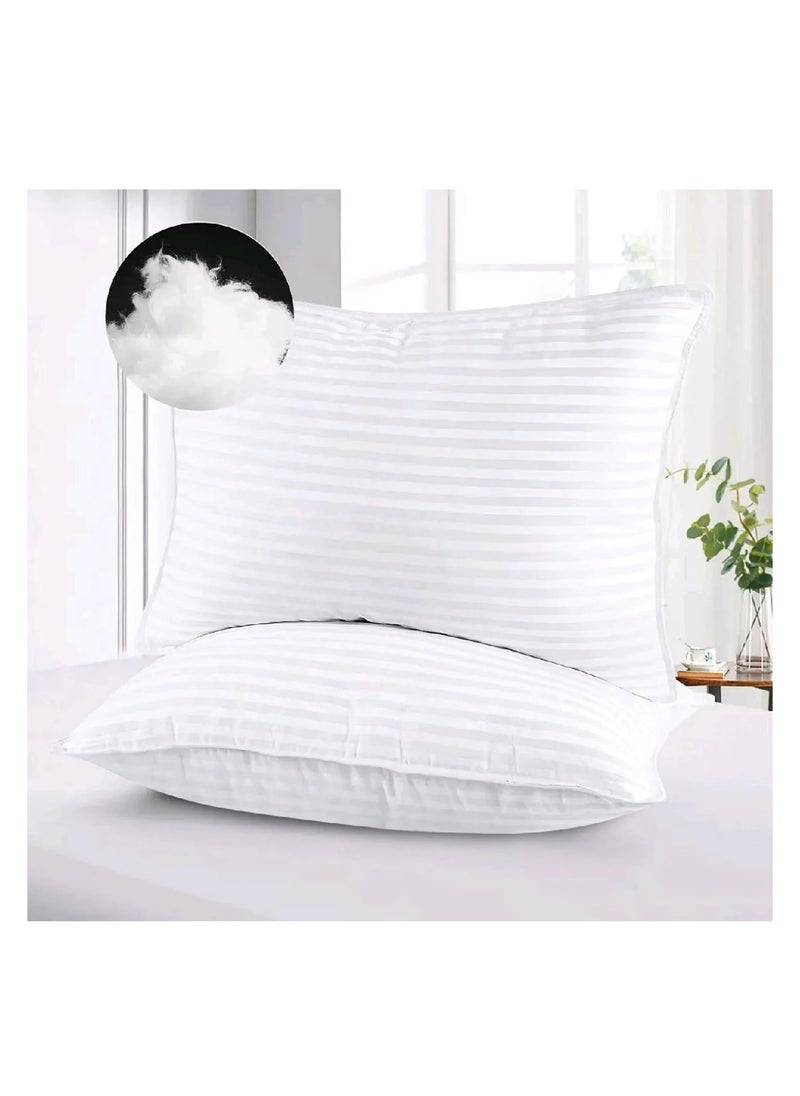 COMFY SET OF 2 HOTEL QUALITY STRIPE HYPOALLERGENIC COTTON PILLOW