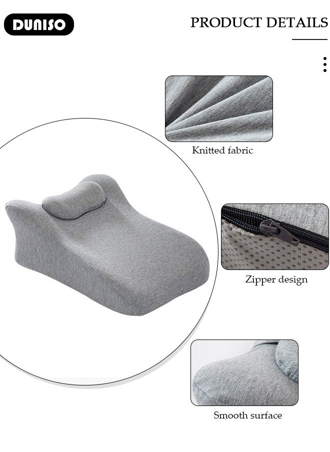 Bed Wedge Pillow for Sleeping, Triangle Pillow Wedge for Back Support, Leg Elevation Pillow Relieves Leg Pain, Ergonomic Memory Foam Bed Pillow with Face Down Massage Prone Pillow Function for Reading