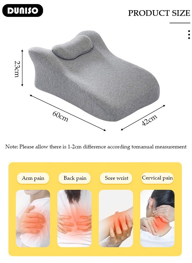 Bed Wedge Pillow for Sleeping, Triangle Pillow Wedge for Back Support, Leg Elevation Pillow Relieves Leg Pain, Ergonomic Memory Foam Bed Pillow with Face Down Massage Prone Pillow Function for Reading