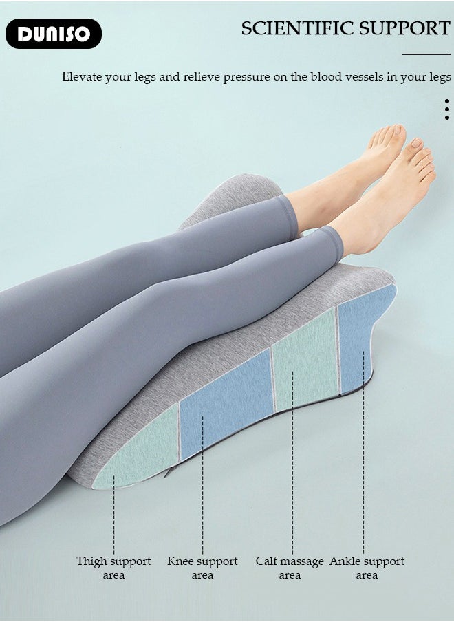Bed Wedge Pillow for Sleeping, Triangle Pillow Wedge for Back Support, Leg Elevation Pillow Relieves Leg Pain, Ergonomic Memory Foam Bed Pillow with Face Down Massage Prone Pillow Function for Reading