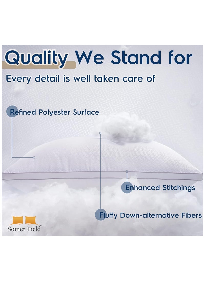02 Piece Pillows Pack Side Sleeping Bed Pillow for Side Back Stomach Sleepers Hotel Quality Easy Care Premium Quality White Queen Size 20X30 Inches