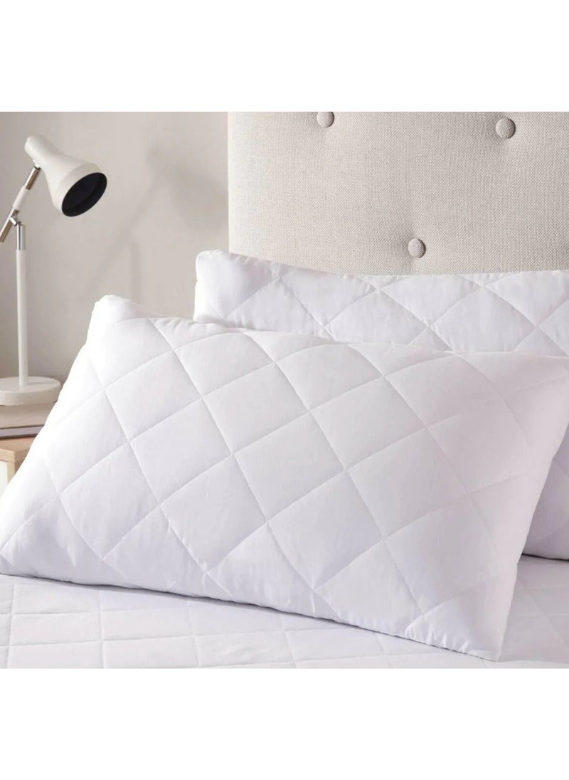 Prestige Pillow 50 cm X 75 cm Bed Pillows for Sleeping Diamond Quilted Hotel Luxury Sleep Pillow For Side Support Stomach Sleepers Soft Fluffy Hypoallergenic (White) Pack of 2