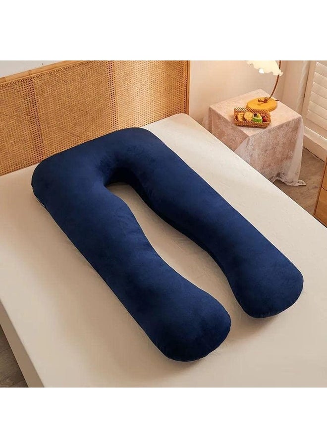 SUPAAR Pregnancy Pillow U-Shape Full Body Maternity Pillow velvet pillow for women's (navy blue)