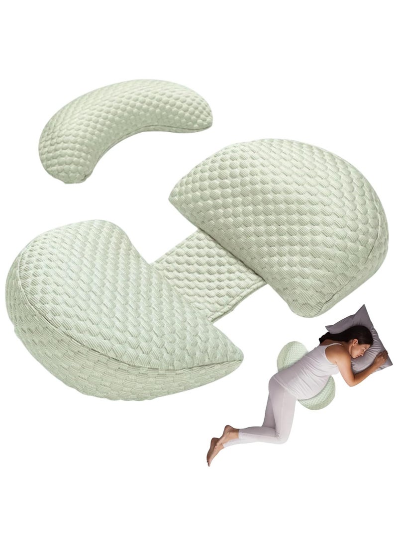 Pregnancy Pillow for Pregnant Women Sleeping, Maternity Pillow Support for Back, HIPS, Legs, Maternity Pillow with Detachable & Adjustable Pillow Cover, Green