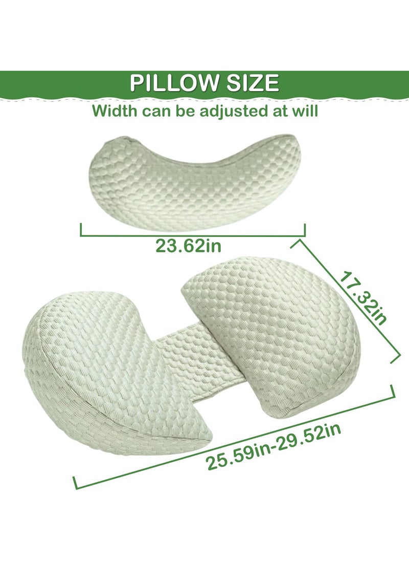 Pregnancy Pillow for Pregnant Women Sleeping, Maternity Pillow Support for Back, HIPS, Legs, Maternity Pillow with Detachable & Adjustable Pillow Cover, Green