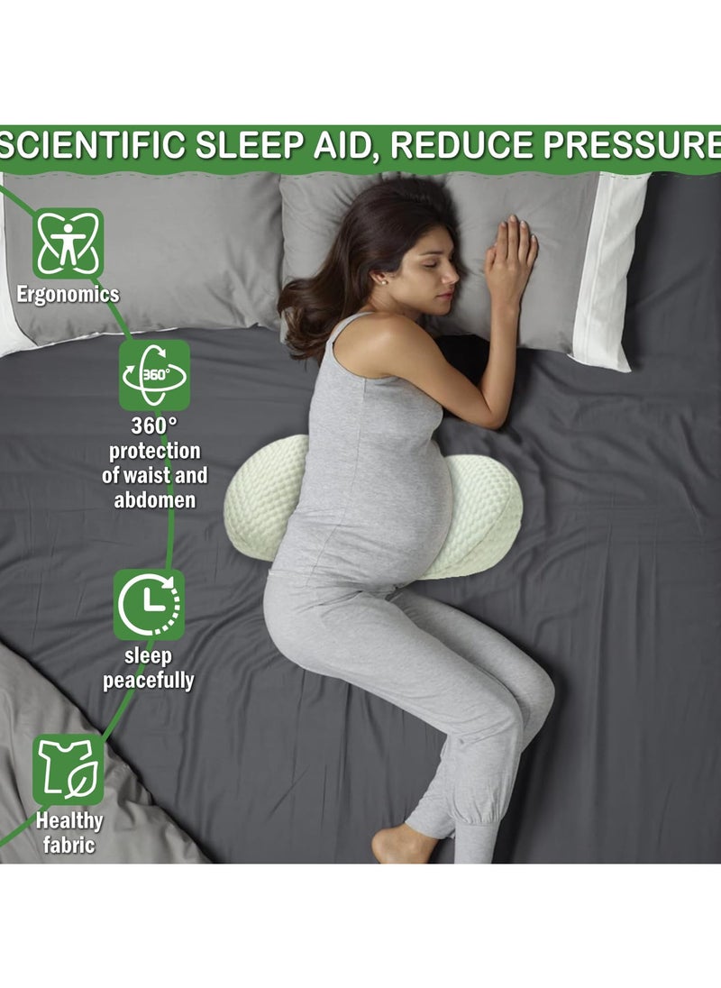 Pregnancy Pillow for Pregnant Women Sleeping, Maternity Pillow Support for Back, HIPS, Legs, Maternity Pillow with Detachable & Adjustable Pillow Cover, Green