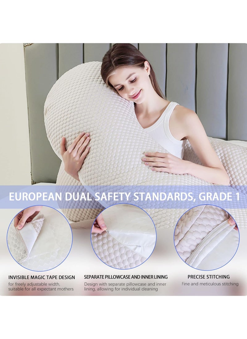 Pregnancy Pillows Cooling for Sleeping, Maternity Pillows, Detachable and Adjustable Double-Sided Support for Pregnant Women Back, Belly, Stomach,Hip Pregnancy Must Haves (Coffee)