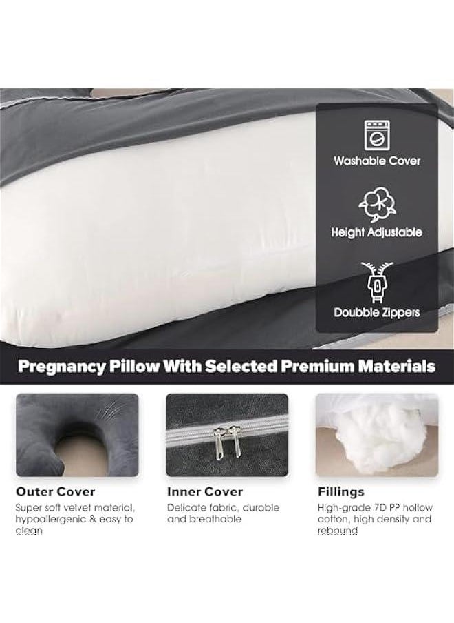 Pregnancy Must Haves Pregnancy Pillow U-Shaped Full Body Maternity Support Pillow for Pregnant Women with Replaceable and Washable Velvet Cover (Black)