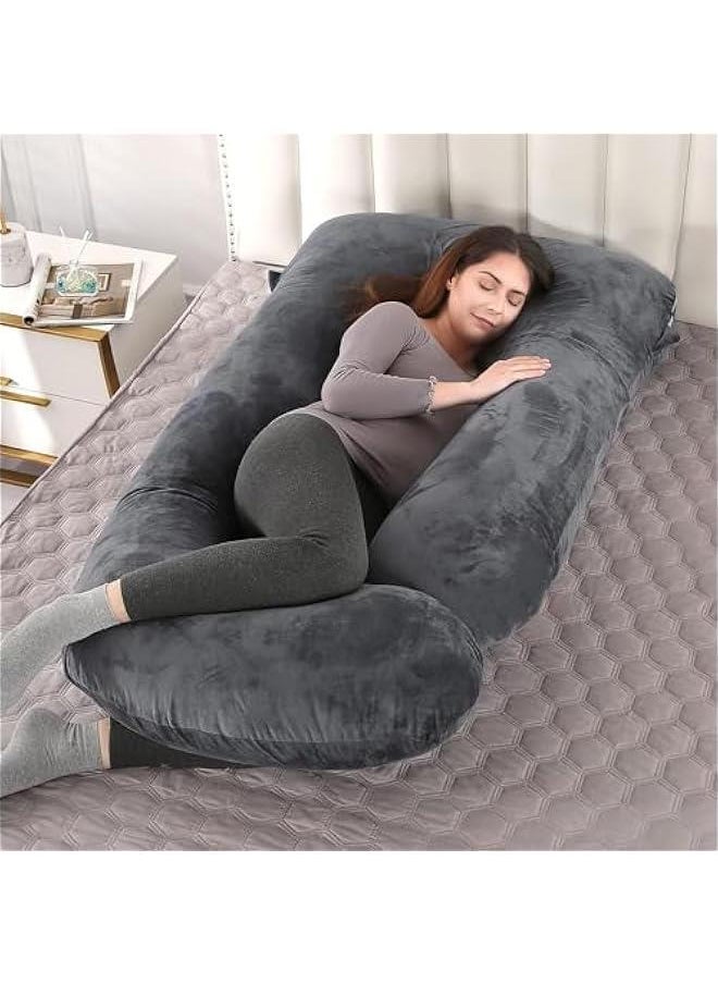 Pregnancy Must Haves Pregnancy Pillow U-Shaped Full Body Maternity Support Pillow for Pregnant Women with Replaceable and Washable Velvet Cover (Black)