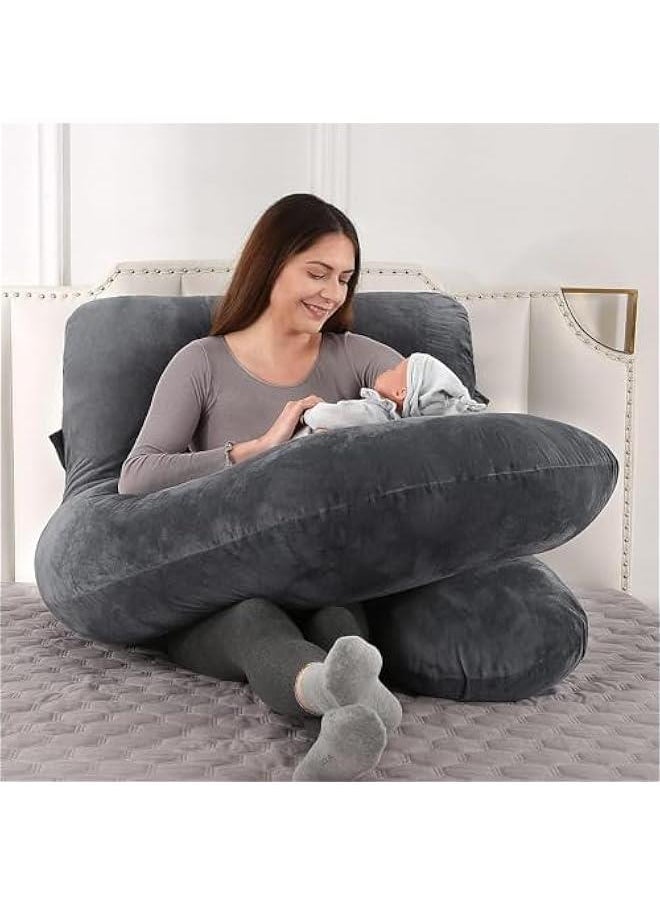 Pregnancy Must Haves Pregnancy Pillow U-Shaped Full Body Maternity Support Pillow for Pregnant Women with Replaceable and Washable Velvet Cover (Black)