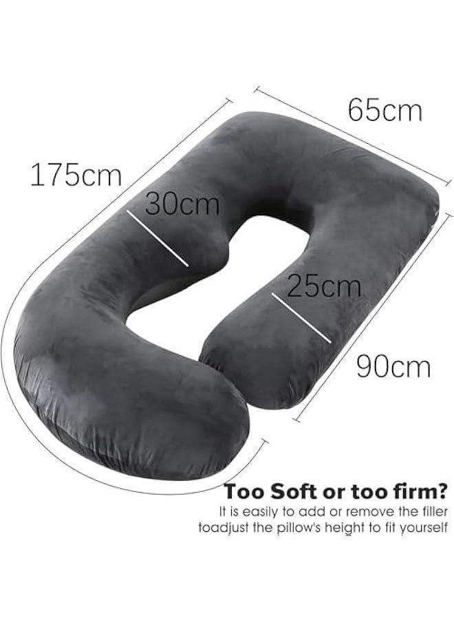 Pregnancy Must Haves Pregnancy Pillow U-Shaped Full Body Maternity Support Pillow for Pregnant Women with Replaceable and Washable Velvet Cover (Black)