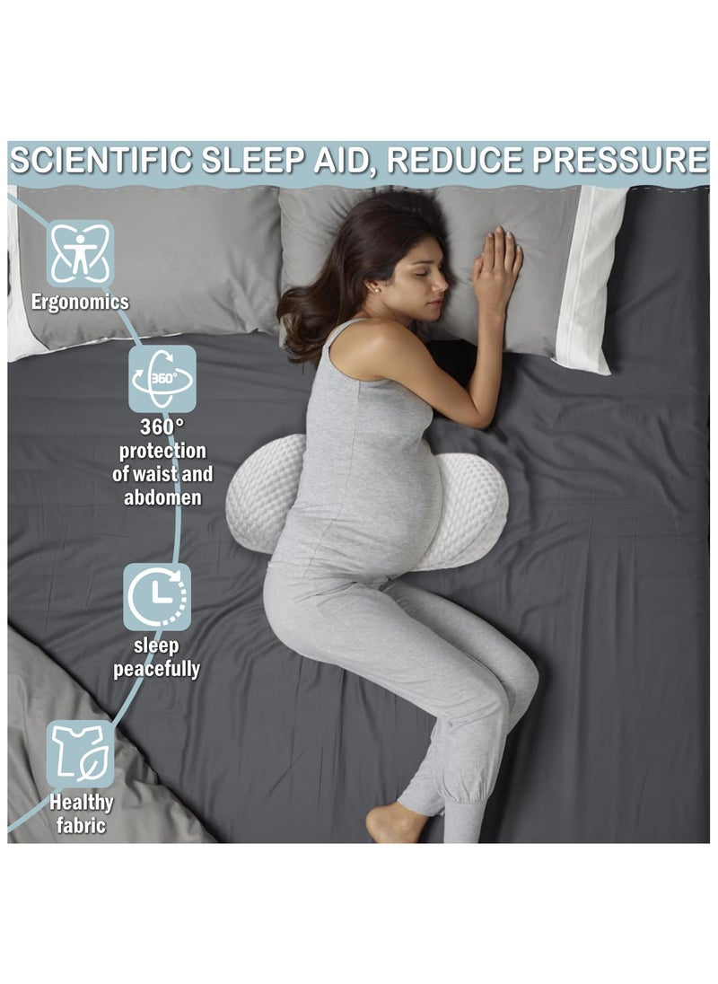 Pregnancy Pillow for Sleeping, Maternity Pillow with Detachable and Adjustable,Pillow with Pillow Cover - Support for Back, Legs, Belly, HIPS, Grey