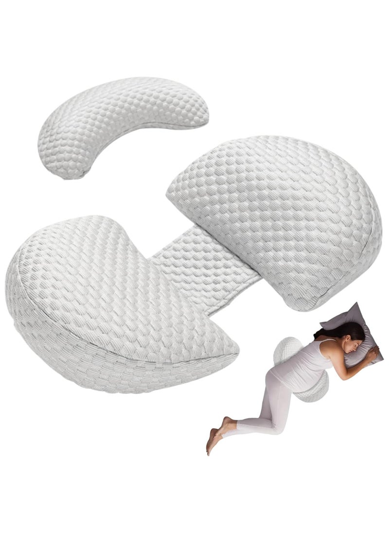 Pregnancy Pillow for Sleeping, Maternity Pillow with Detachable and Adjustable,Pillow with Pillow Cover - Support for Back, Legs, Belly, HIPS, Grey