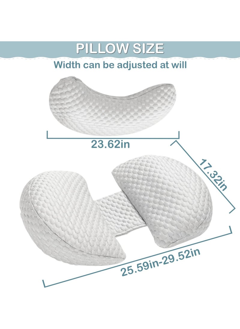 Pregnancy Pillow for Sleeping, Maternity Pillow with Detachable and Adjustable,Pillow with Pillow Cover - Support for Back, Legs, Belly, HIPS, Grey