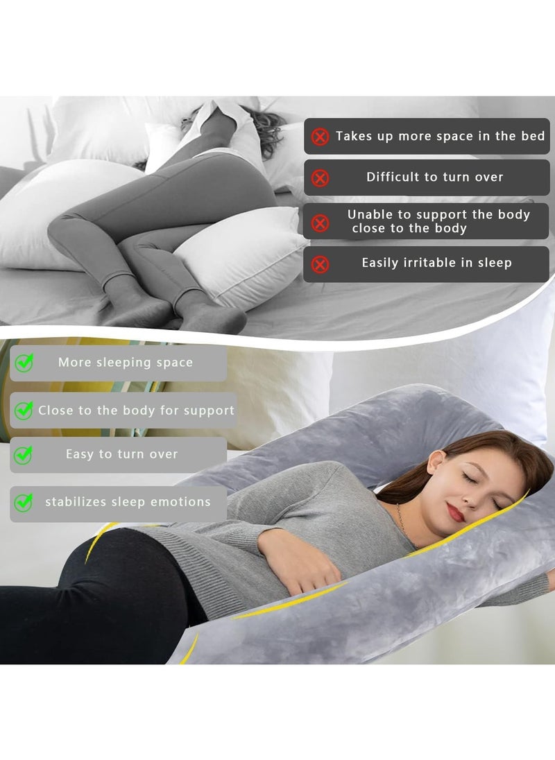 Pregnancy Pillows, U-Shape Full Body Pillow ,Removable Cover , Grey