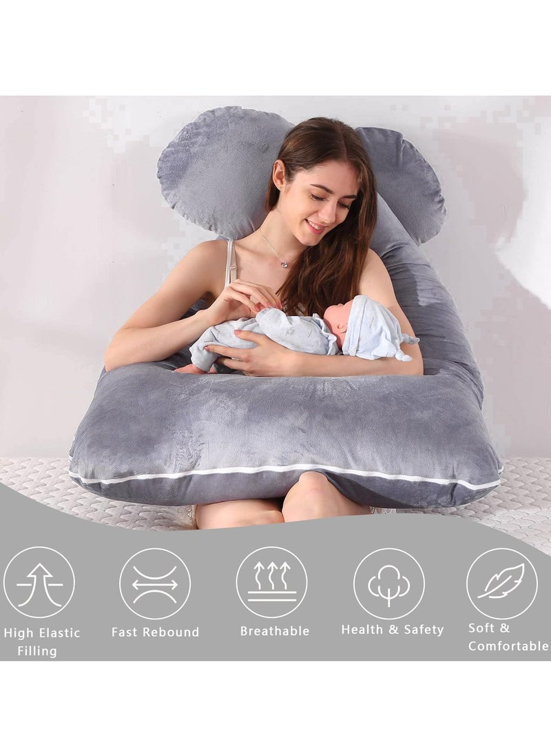 Pregnancy Pillows, U-Shape Full Body Pillow ,Removable Cover , Grey