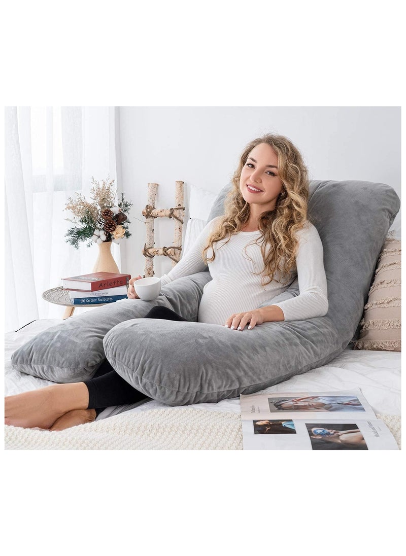 Pregnancy Pillows, U-Shape Full Body Pillow ,Removable Cover , Grey