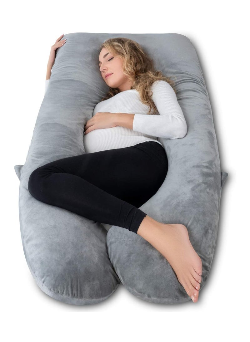 Pregnancy Pillows, U-Shape Full Body Pillow ,Removable Cover , Grey