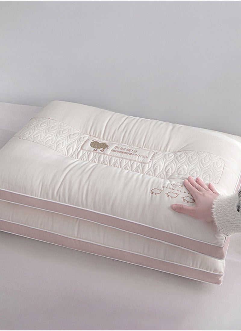 2pcs Embroidered Camel Protein Pillow, Home Neck Care Medium and High Fiber Pillow Covers, Neck Care and Sleep Aid, Filled with Ultra Soft Microfiber Hotel Quality Side and Back Sleeper Pillow - Support Sleep Pillow 48*74cm