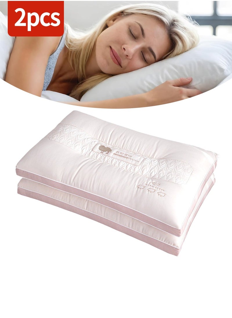 2pcs Embroidered Camel Protein Pillow, Home Neck Care Medium and High Fiber Pillow Covers, Neck Care and Sleep Aid, Filled with Ultra Soft Microfiber Hotel Quality Side and Back Sleeper Pillow - Support Sleep Pillow 48*74cm