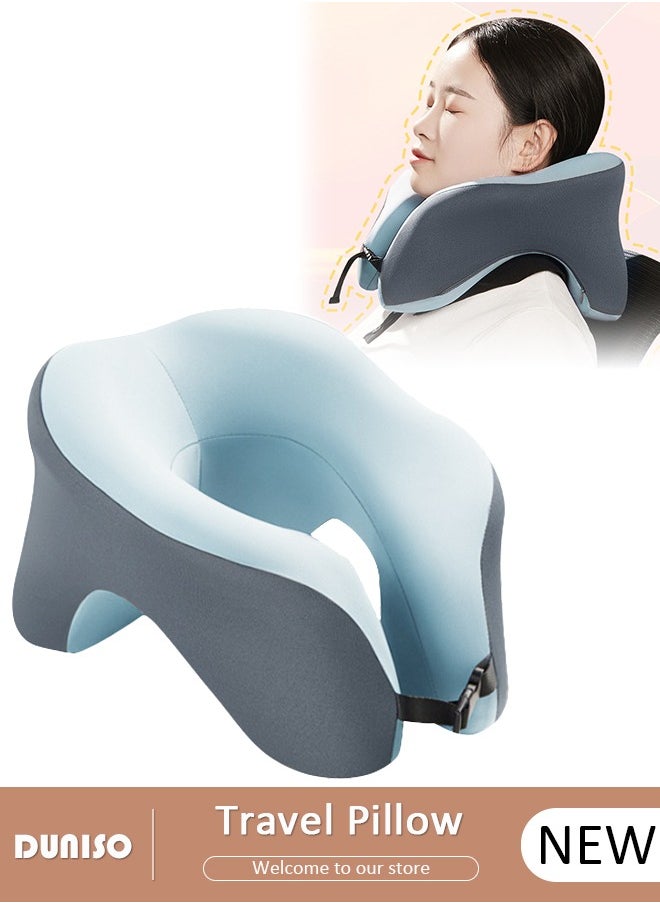 2-in-1 Travel Pillow, U-Shape Neck & Head Memory Foam Support Pillow, Napping Pillow, Face Down Pillow Relax Arms, Ergonomic Memory Foam Neck Pillow for Long Flight Essentials, Car, Train, Bus and Home Use