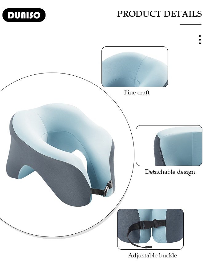 2-in-1 Travel Pillow, U-Shape Neck & Head Memory Foam Support Pillow, Napping Pillow, Face Down Pillow Relax Arms, Ergonomic Memory Foam Neck Pillow for Long Flight Essentials, Car, Train, Bus and Home Use