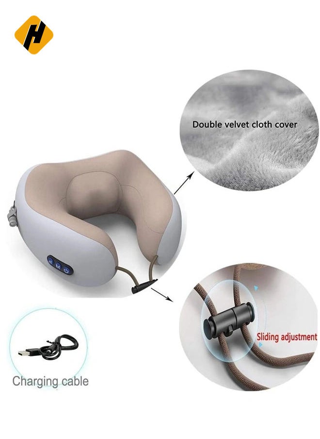 Rechargeable U Shaped Cervical Massage Pillow Neck Massager Vibration Pillow Multifunctional Shoulder and Electric for Relax Muscles Fatigue