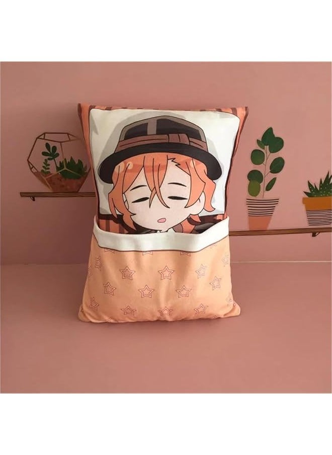 Anime Pillow Dazai Osamu/Nakahara Chuuya/Ranpo Edogawa Cosplay Stuffed Figures Throw Pillow Soft Cushion for Home Decoration 38 * 28cm