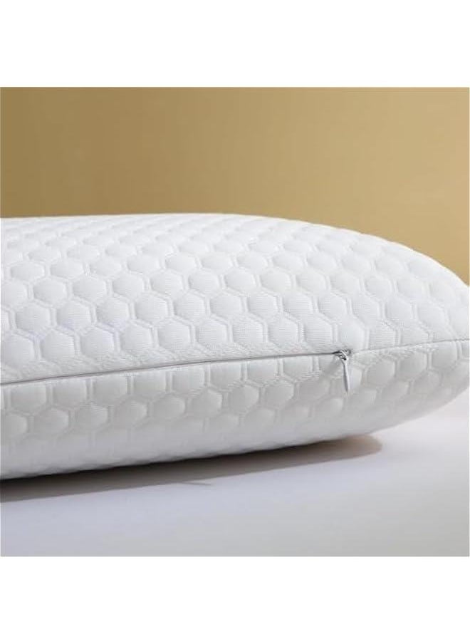 Memory Foam Bed Pillows, Pillow for Side and Back Sleeper, Pillow for Neck Pain Relief, Washable Removable Cover, Soft, White, 60x40x13cm