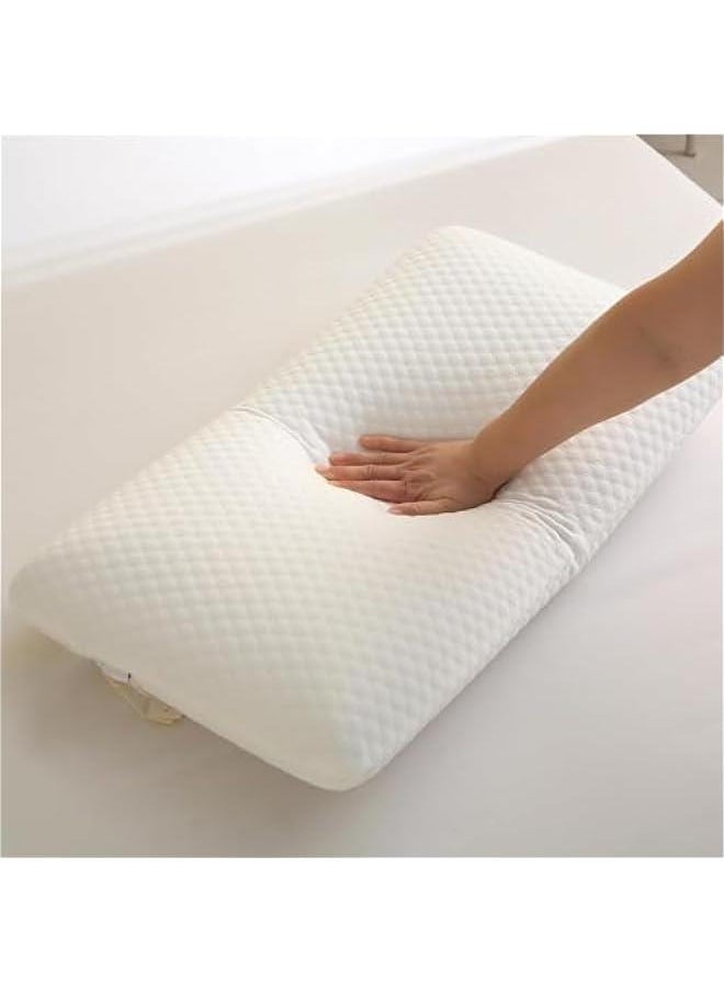 Memory Foam Bed Pillows, Pillow for Side and Back Sleeper, Pillow for Neck Pain Relief, Washable Removable Cover, Soft, White, 60x40x13cm