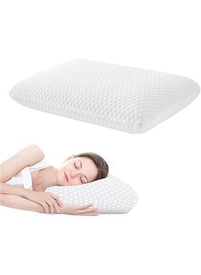 Memory Foam Bed Pillows, Pillow for Side and Back Sleeper, Pillow for Neck Pain Relief, Washable Removable Cover, Soft, White, 60x40x13cm