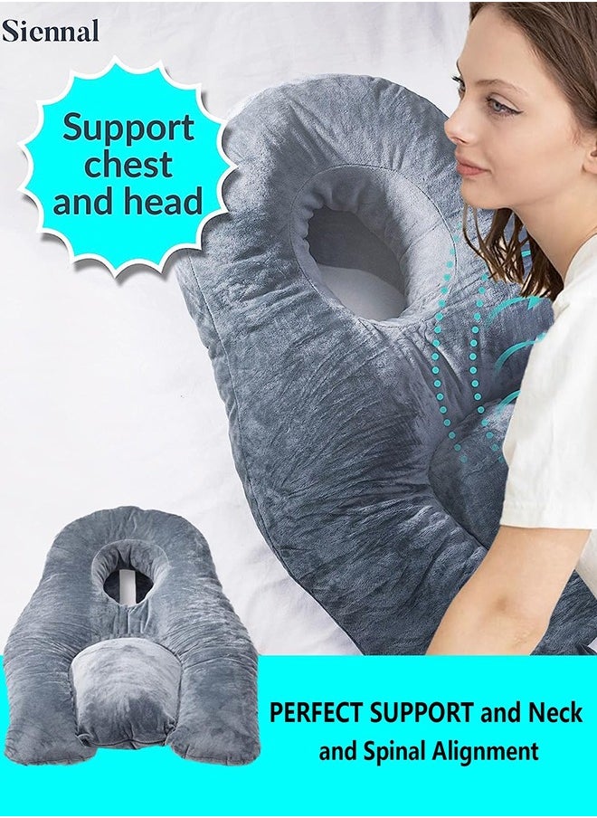 Face Down Pillow for Sleeping - for BBL or Eye Surgery Recovery - Prone Pillow for Vitrectomy or Retinal Surgery - Home Massage Pillow with Shredded Memory Foam