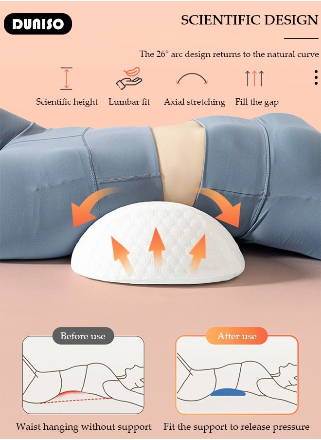 Lumbar Support Pillow for Sleeping, Memory Foam Lumbar Pillow for Low Back Pain Relief, Ergonomic Streamline Back Pillow, Back Support Pillow with Washable Zipper Cover, Lumbar Sleeping Pillow for Pregnancy Lower Back Pain Side Stomach Sleeper