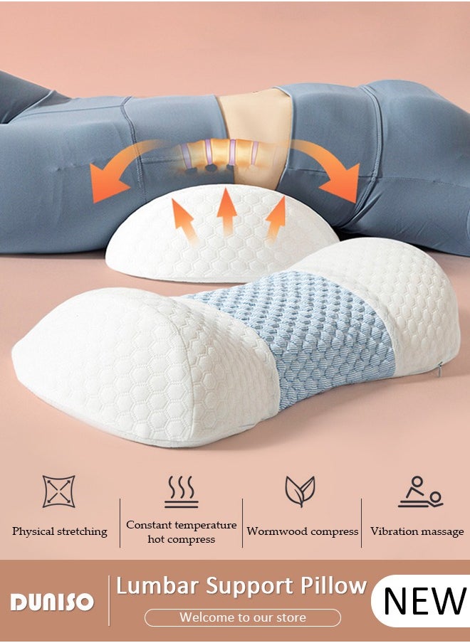 Lumbar Support Pillow for Sleeping, Memory Foam Lumbar Pillow for Low Back Pain Relief, Ergonomic Streamline Back Pillow, Back Support Pillow with Washable Zipper Cover, Lumbar Sleeping Pillow for Pregnancy Lower Back Pain Side Stomach Sleeper