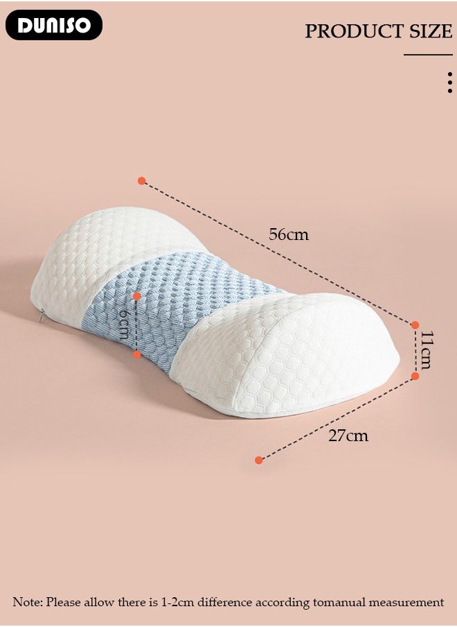 Lumbar Support Pillow for Sleeping, Memory Foam Lumbar Pillow for Low Back Pain Relief, Ergonomic Streamline Back Pillow, Back Support Pillow with Washable Zipper Cover, Lumbar Sleeping Pillow for Pregnancy Lower Back Pain Side Stomach Sleeper