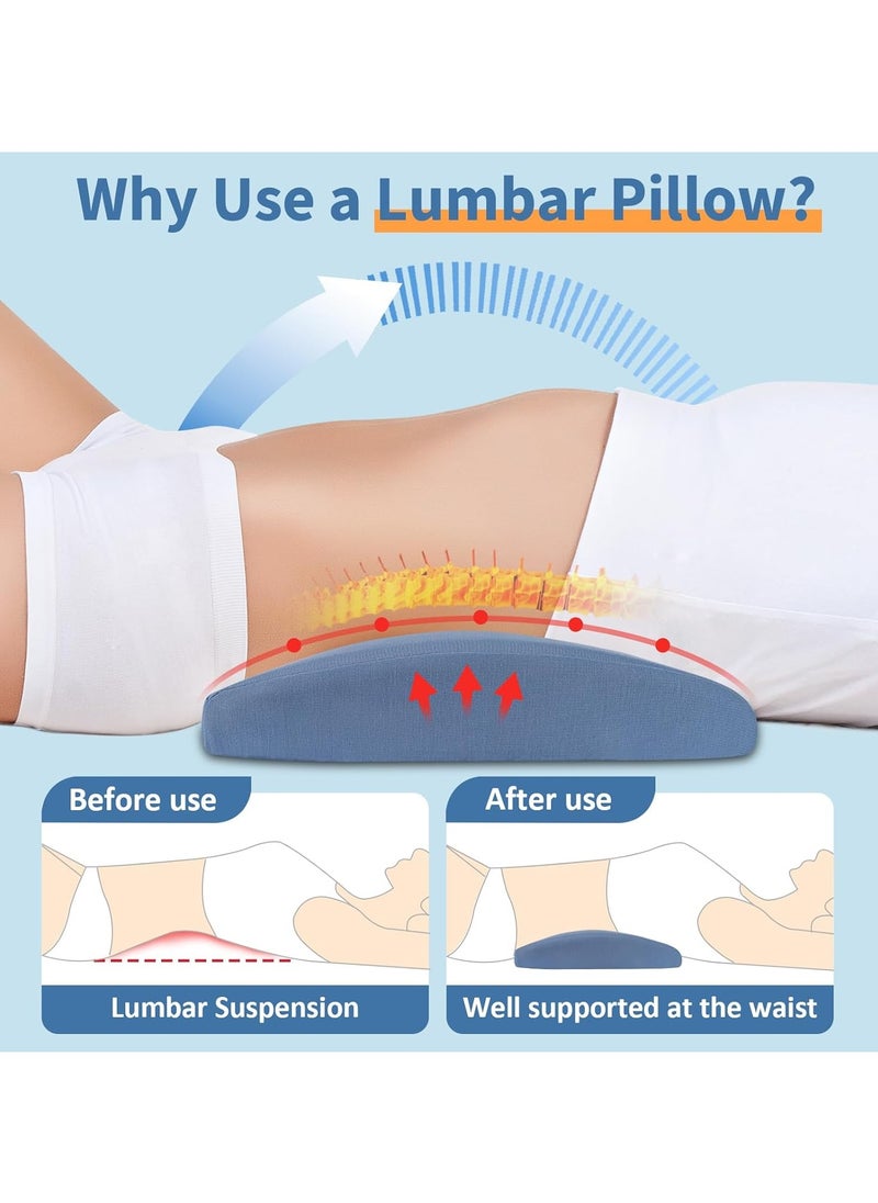 Lumbar Support Pillow for Bed Relief Back Pain: Lower Back Pillow for Sleeping - Memory Foam Waist Pillow - Back Wedge Bolster Pillow for Side, Back&Stomach Sleepers - Bed Rest Pillow for Car, Sofa