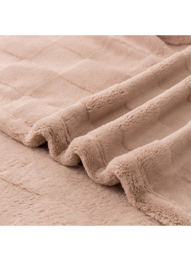 Cloud Sculpted Rabbit Fur Single-Layer Queen Blanket 200 x 220 cm