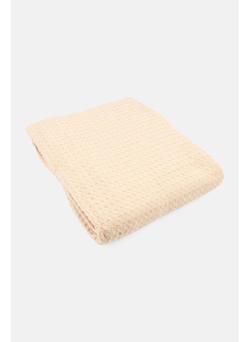 Recycled Cotton Multipurpose Textured Blanket  220 x 240 cm, Beige