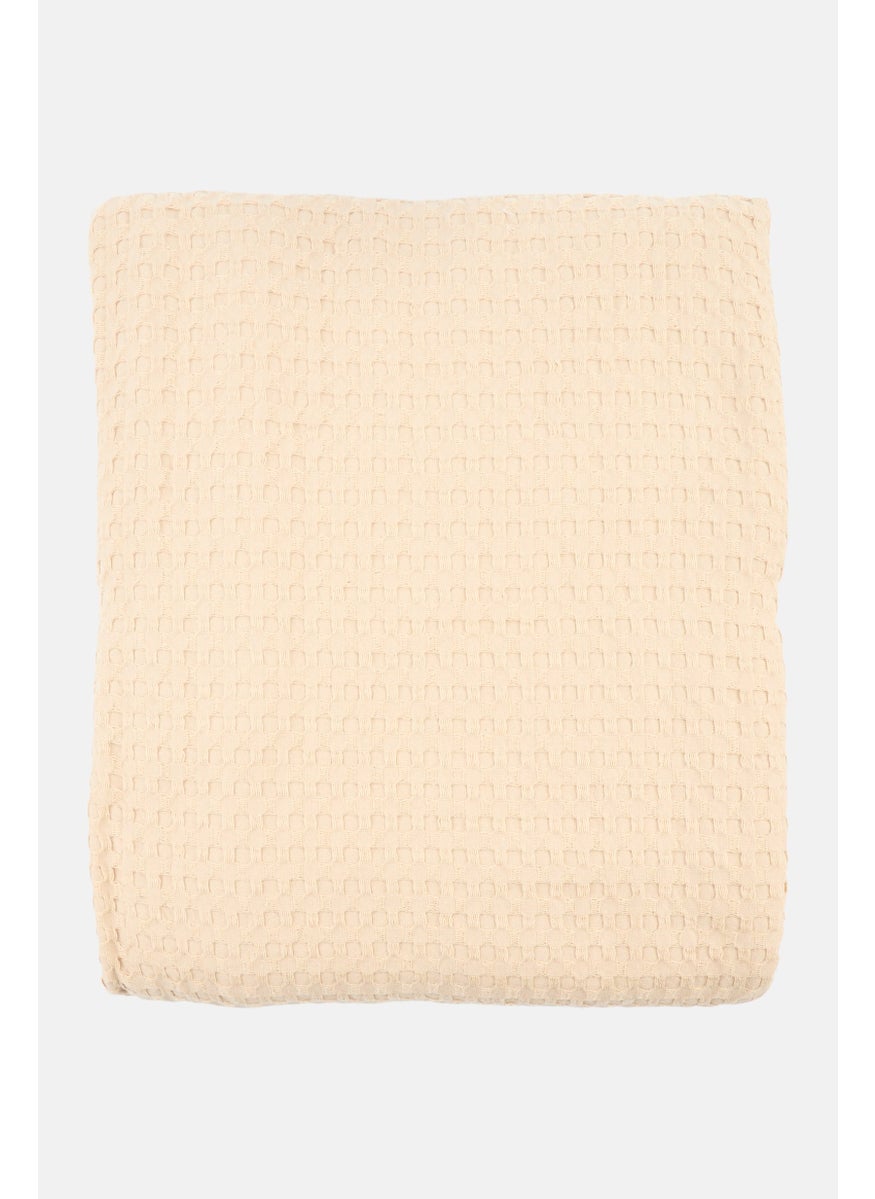 Recycled Cotton Multipurpose Textured Blanket  220 x 240 cm, Beige