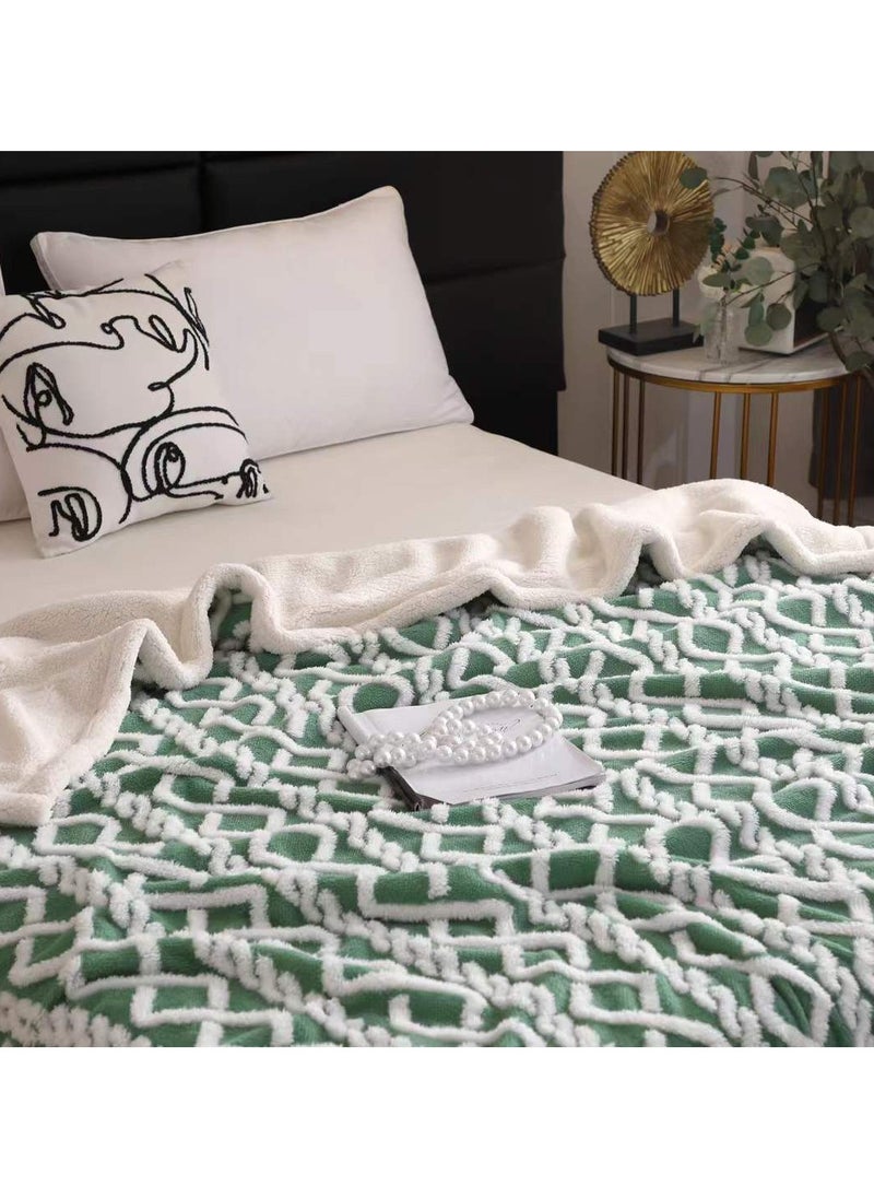 COMFY SOFT & LUXURIOUS 200 X 230 CM GREEN EMBOSSED BLANKET