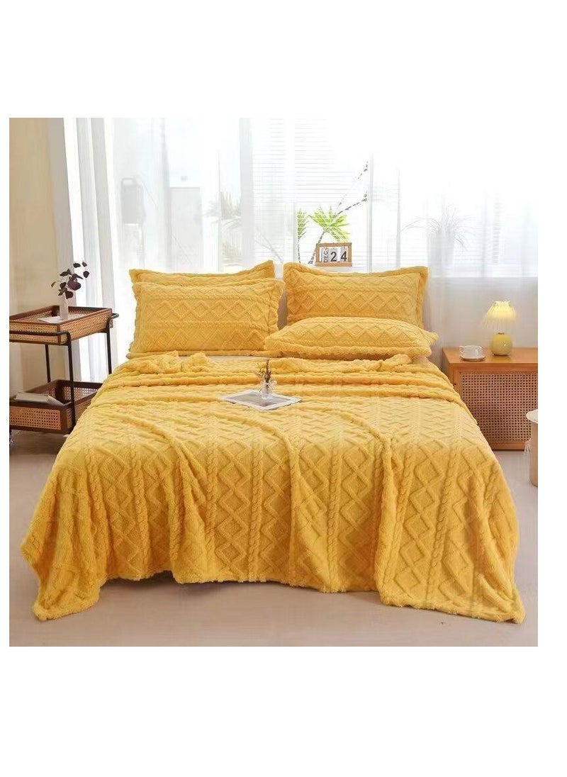 Blanket and matching pillowcases Wool Blanket Double Layer Thickening Blanket Warm Plaid Fleece Super Warm Soft Throw Sofa Bed Cover 2pcs pillowcases  230*200cm