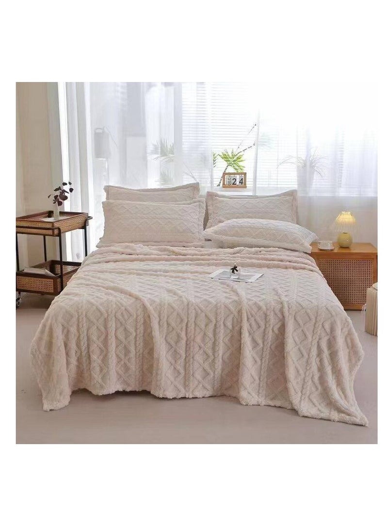 Blanket and matching pillowcases Wool Blanket Double Layer Thickening Blanket Warm Plaid Fleece Super Warm Soft Throw Sofa Bed Cover 2pcs pillowcases  230*200cm