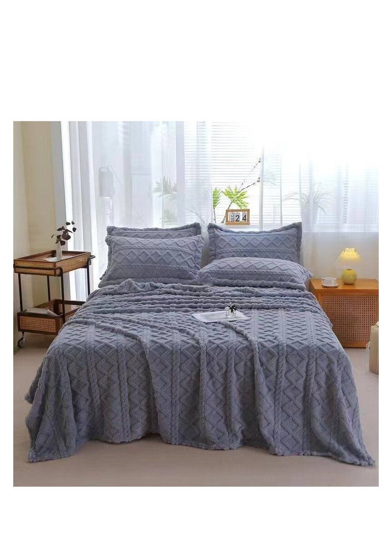 Blanket and matching pillowcases Wool Blanket Double Layer Thickening Blanket Warm Plaid Fleece Super Warm Soft Throw Sofa Bed Cover 2pcs pillowcases  230*200cm