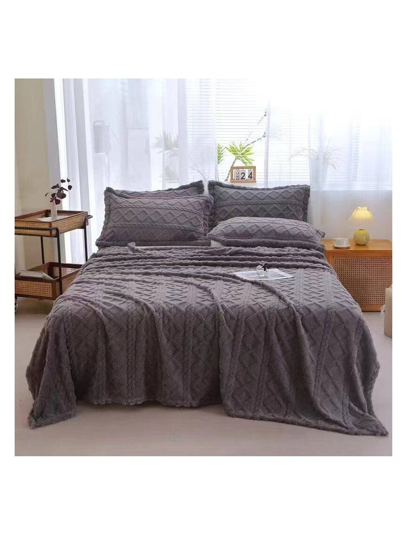 Blanket and matching pillowcases Wool Blanket Double Layer Thickening Blanket Warm Plaid Fleece Super Warm Soft Throw Sofa Bed Cover 2pcs pillowcases  230*200cm