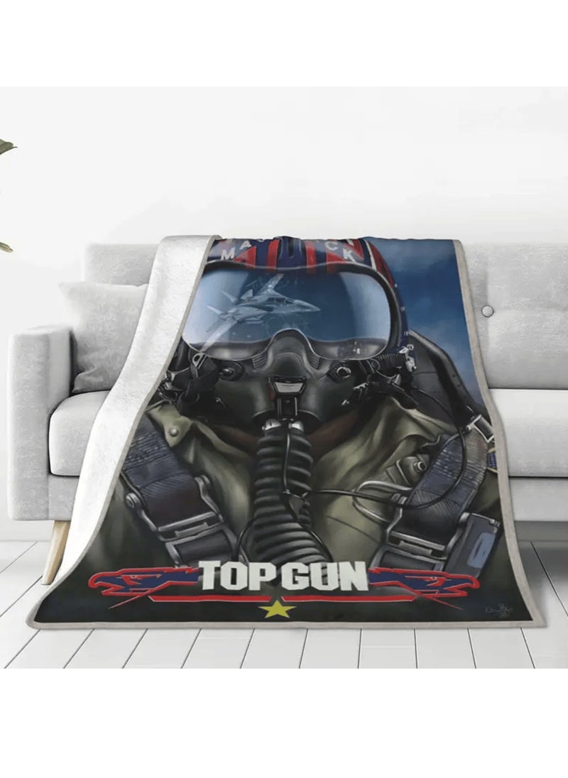 Top Gun Pilot Cozy Flannel Throw Blanket