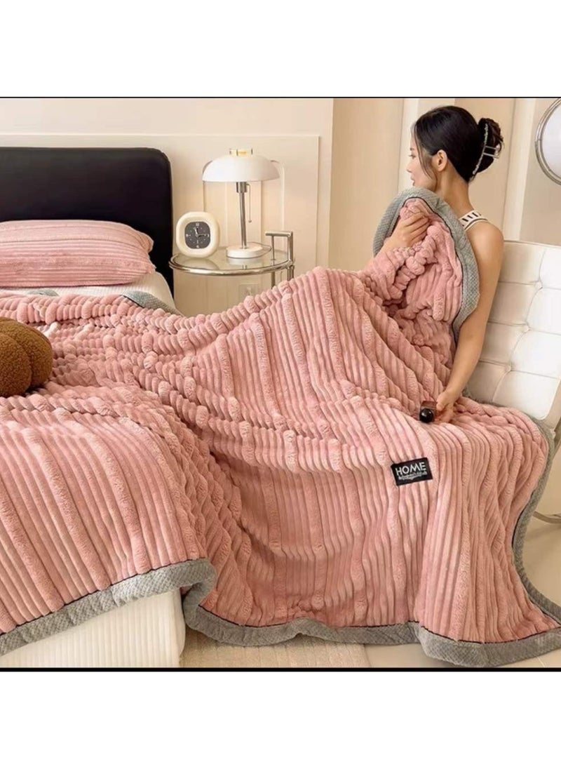 Comfy Embossed Soft & Luxurious Thick Pink 200 X 230 Cm King Size Blanket