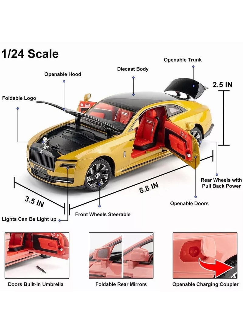 1:24 Scale Rolls Royce Alloy Diecast Car Model Metal Collectible with Sound & Light Features Ideal Gift for Car Lovers & Kids