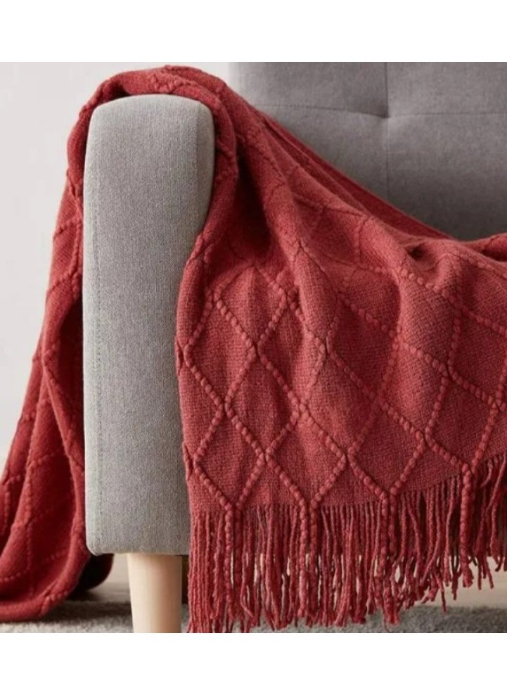 Rezlan UAE- Luxurious summer throw blankets for coziness setup on your bed or sofa (Burgundy , SIZE :  140 x 180  CM)